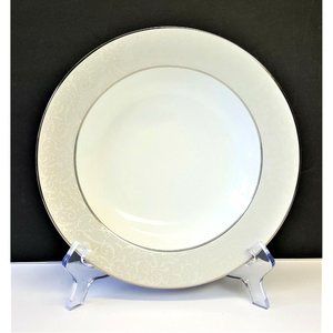 Set/12 Mikasa Parchment L-3438 8.5" Rim Soup Bowl Platinum Trim 2002-2010